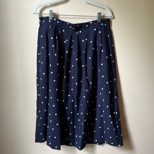 Jcrew polka dot pleated midi skirt